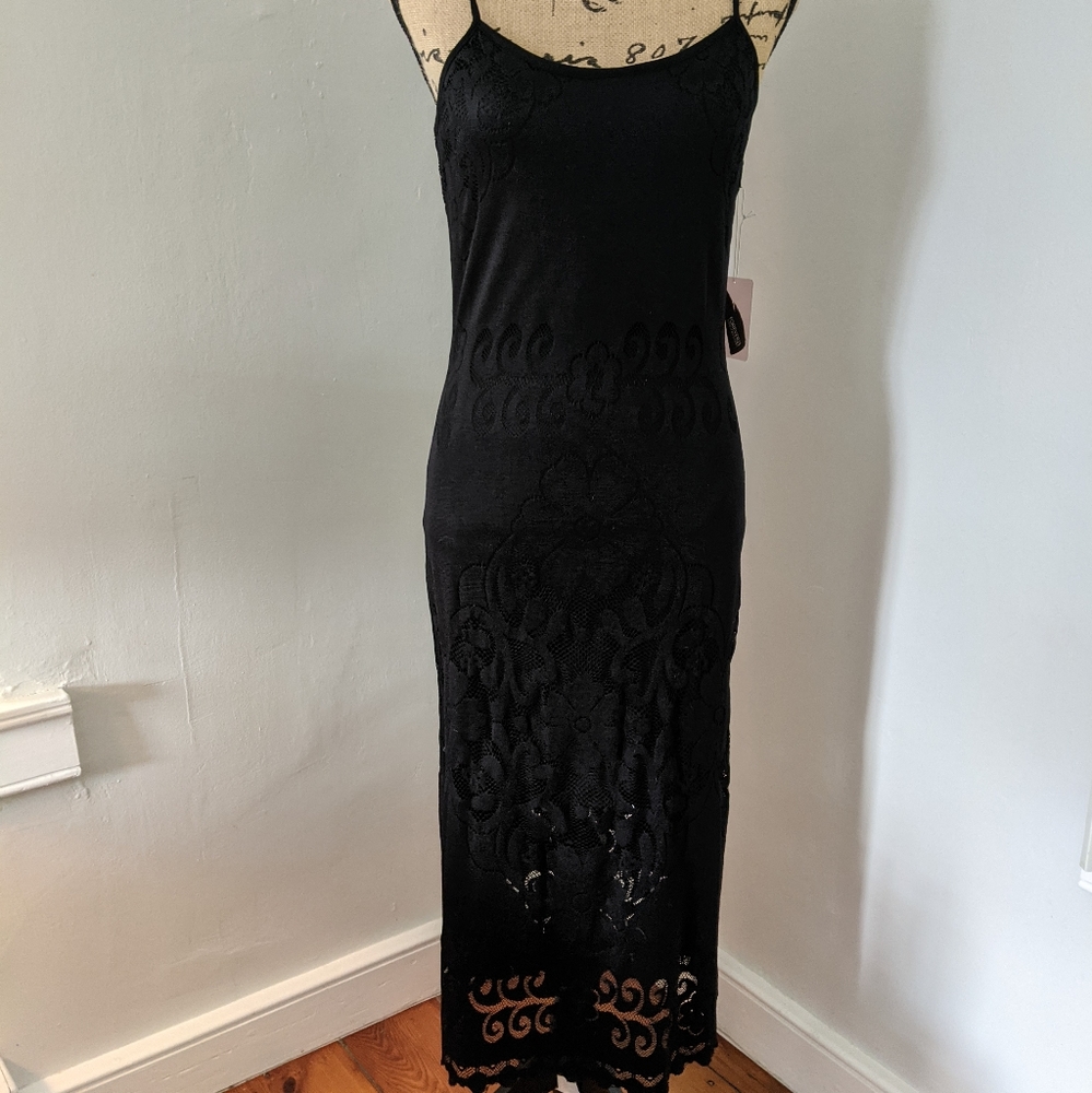 Black lace dress, keyhole back, New w/o tags